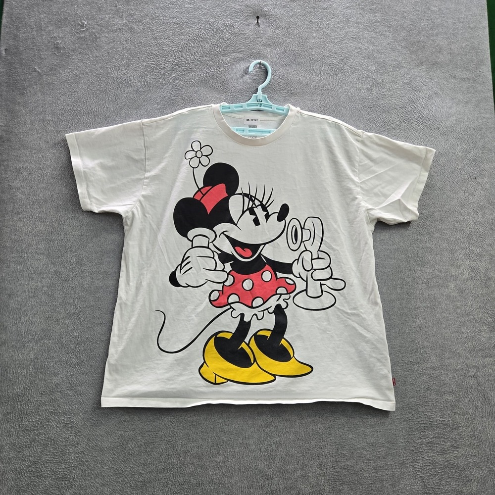 Levi's x Disney Women Shirt L White Minnie Mouse Graphic Neck Pullover